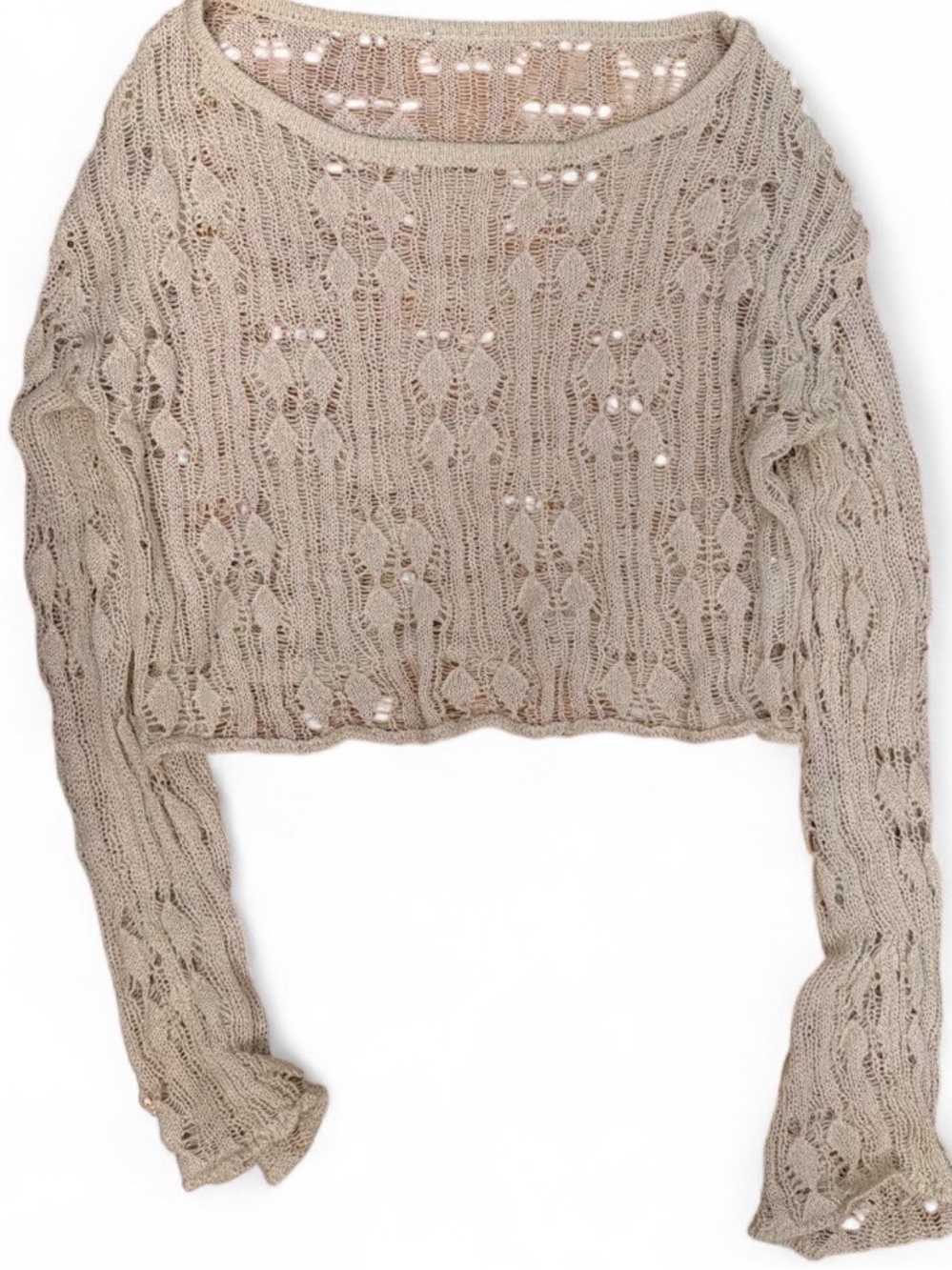 Princess Polly Cropped Open-Knit Scoop Neck Sweater